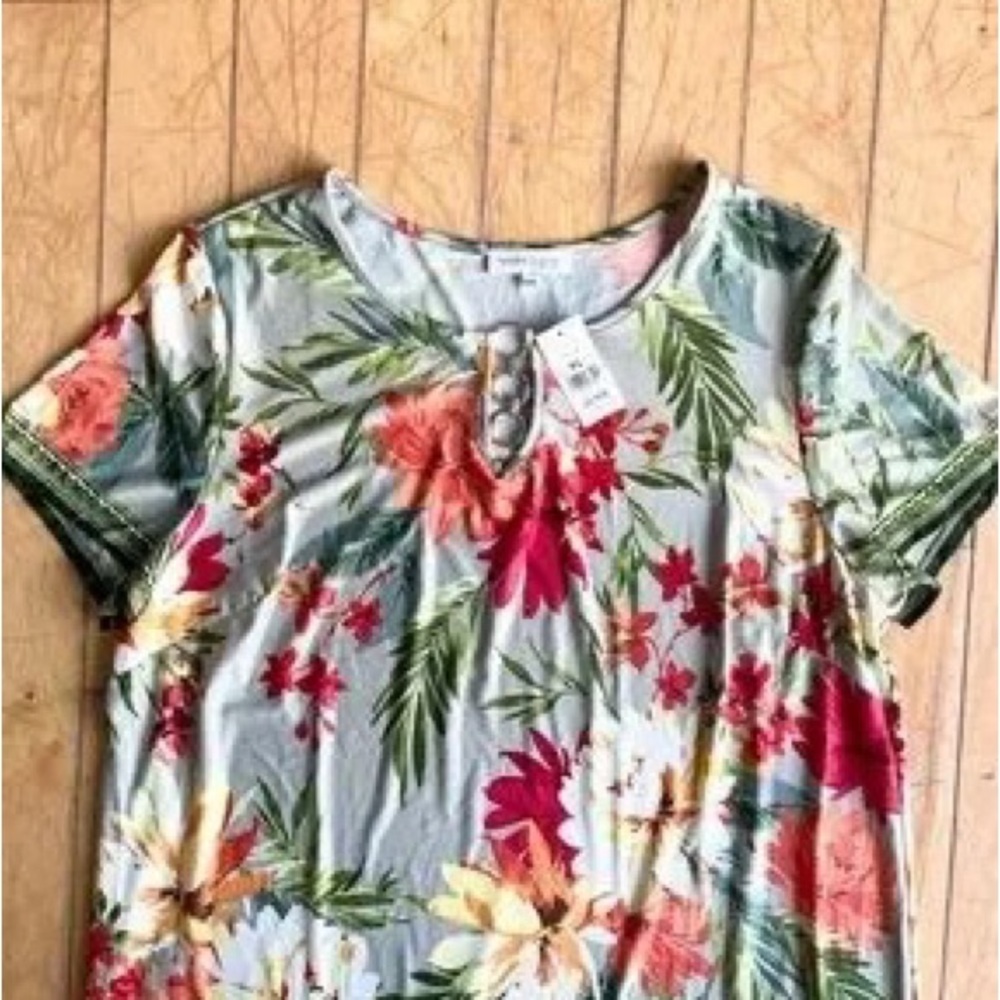 Girls Floral Short Sleeve Dress - Pink & Green Floral - Picture 4 of 6